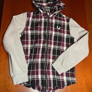 True Religion Hoodie Woven Tee Size Large Youth